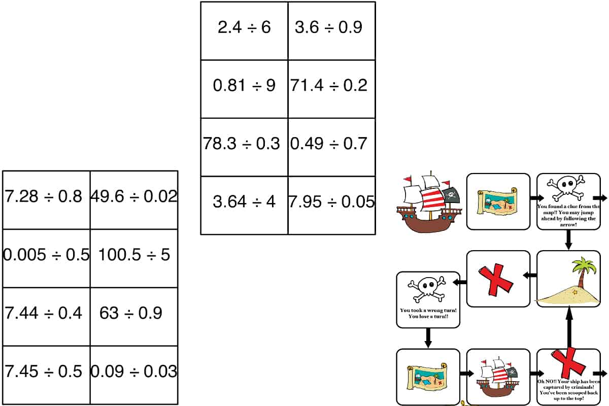 Ahoy! Dividing Decimals Board Game, a game that helps practice daunting decimal division problems.