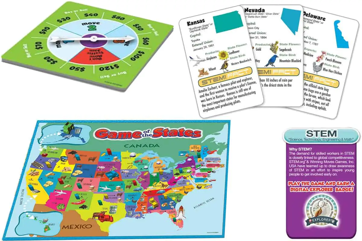 Game of the States, a game that teaches your child U.S. geography.