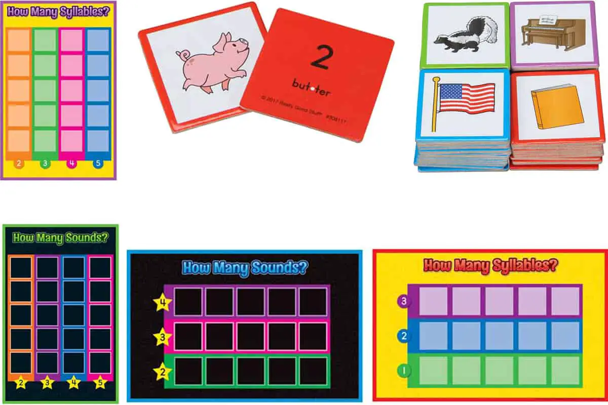 How Many Sounds and Syllables? is a sorting game to build phonological awareness and graphing skills.