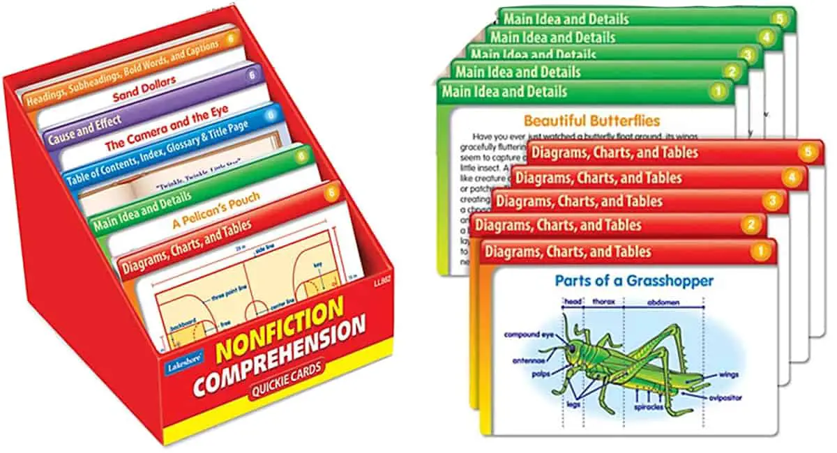 Nonfiction Comprehension Quickie Cards, a game to practice reading fluency and comprehension.