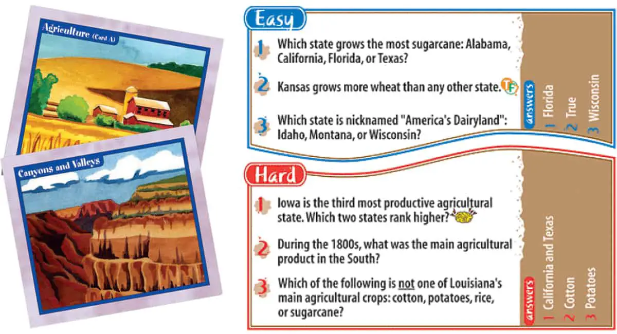 Professor Noggin's Geography of the United States is a geography quiz card game featuring different types of questions.