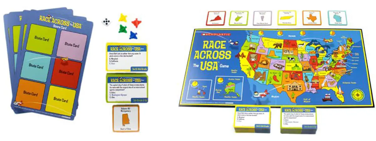 Race Across the U.S.A. is a roll-and-move board game to learn about the USA.