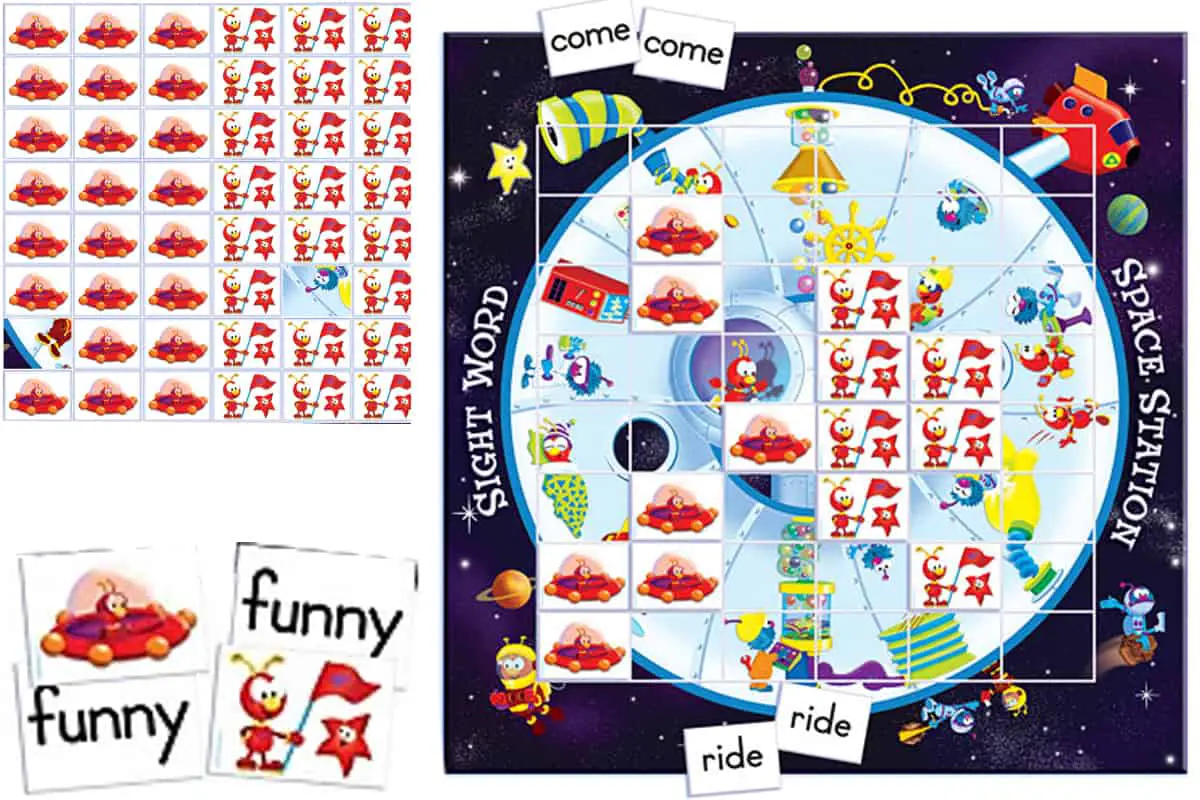 Sight Word Space Station is a space-themed matching board game for learning vocabulary.