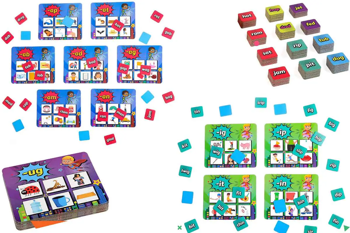 Super Words is a matching and sorting card game to practice CVC word families.