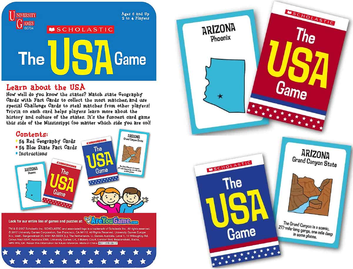 The USA Game is a matching card game to learn more about the history and culture of the states.