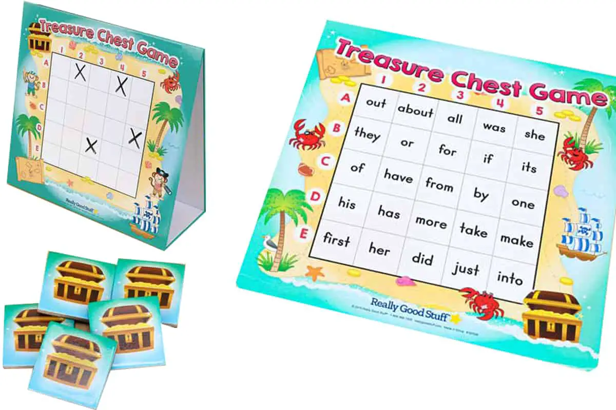 Treasure Chest Sight Word Game is a Battleship-inspired board game for teaching sight words. 