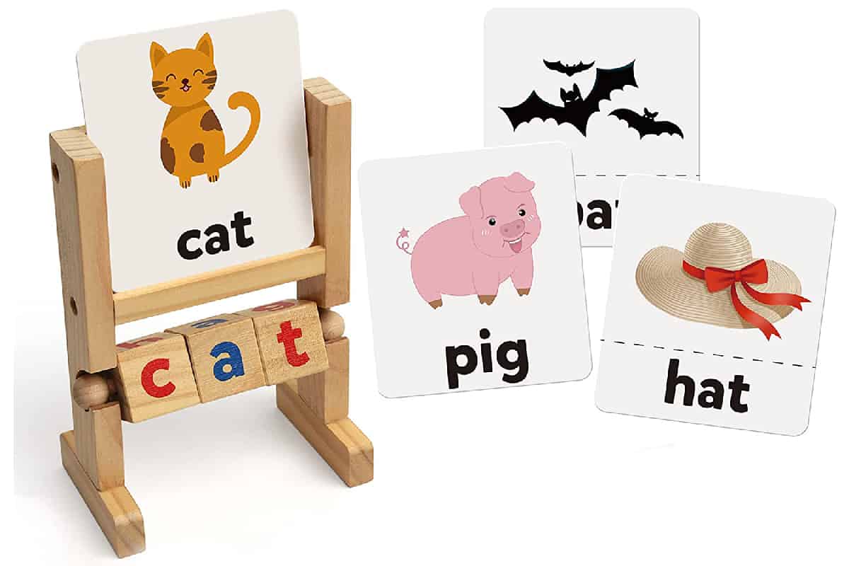 Wooden Reading Blocks is a game to practice phonemic skills.
