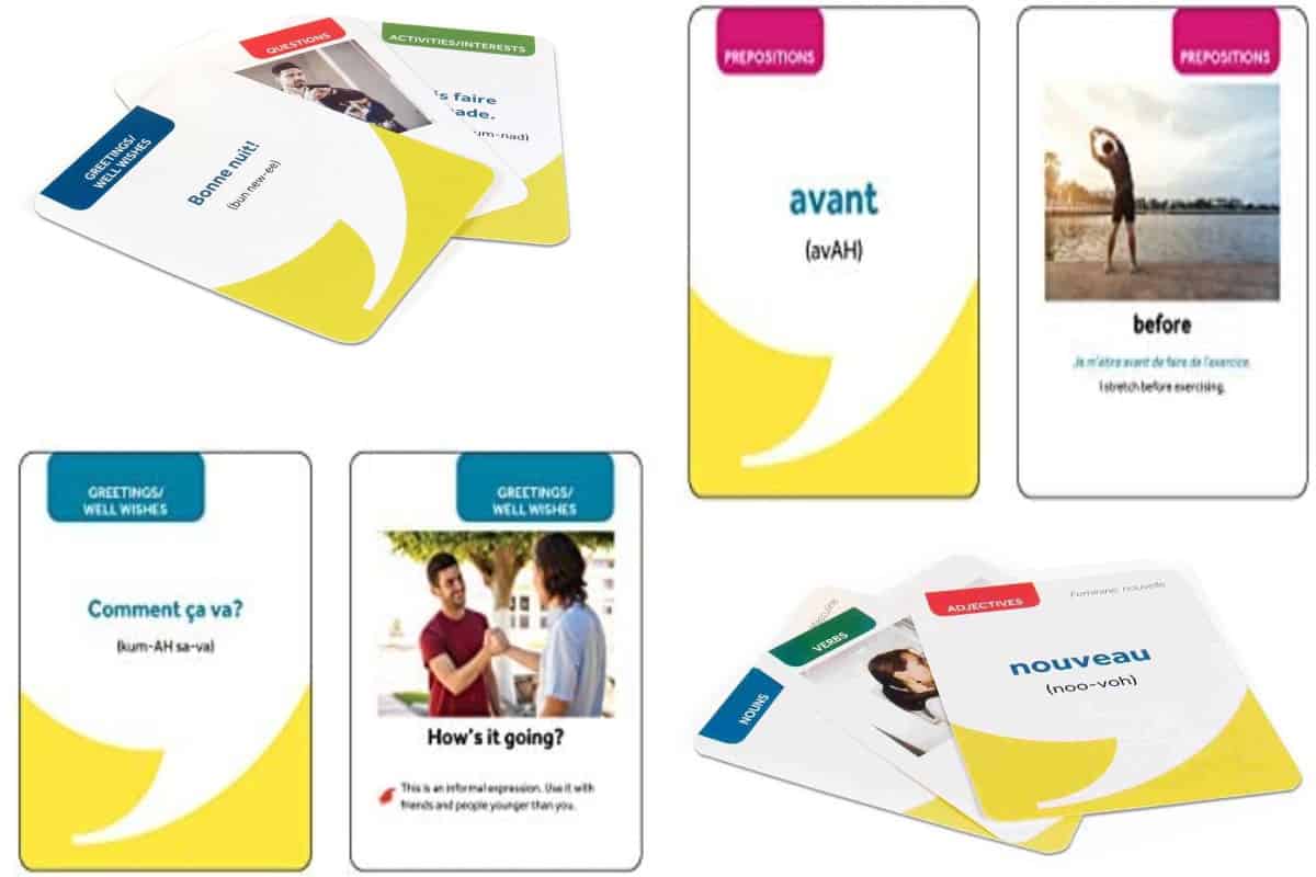 201 French Words and Phrases You Need to Know (Barron’s Educational Series), a card game to learn French.