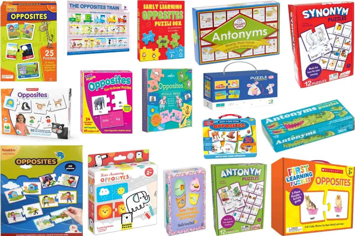 21 Synonyms and Antonyms Puzzle Games for Preschool and Elementary