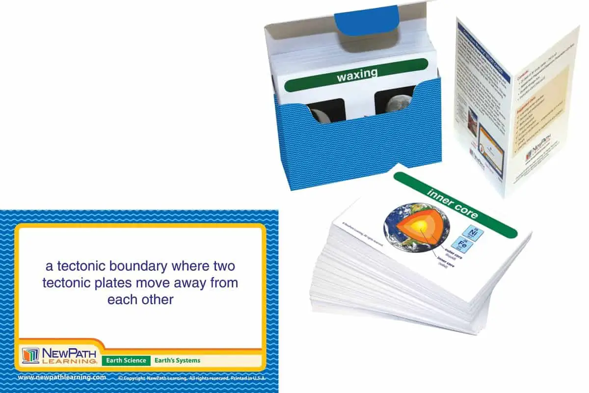 Earth Science Vocabulary Builder Flash Card Set (NewPath Learning) provides comprehensive coverage of the key terms in the field.