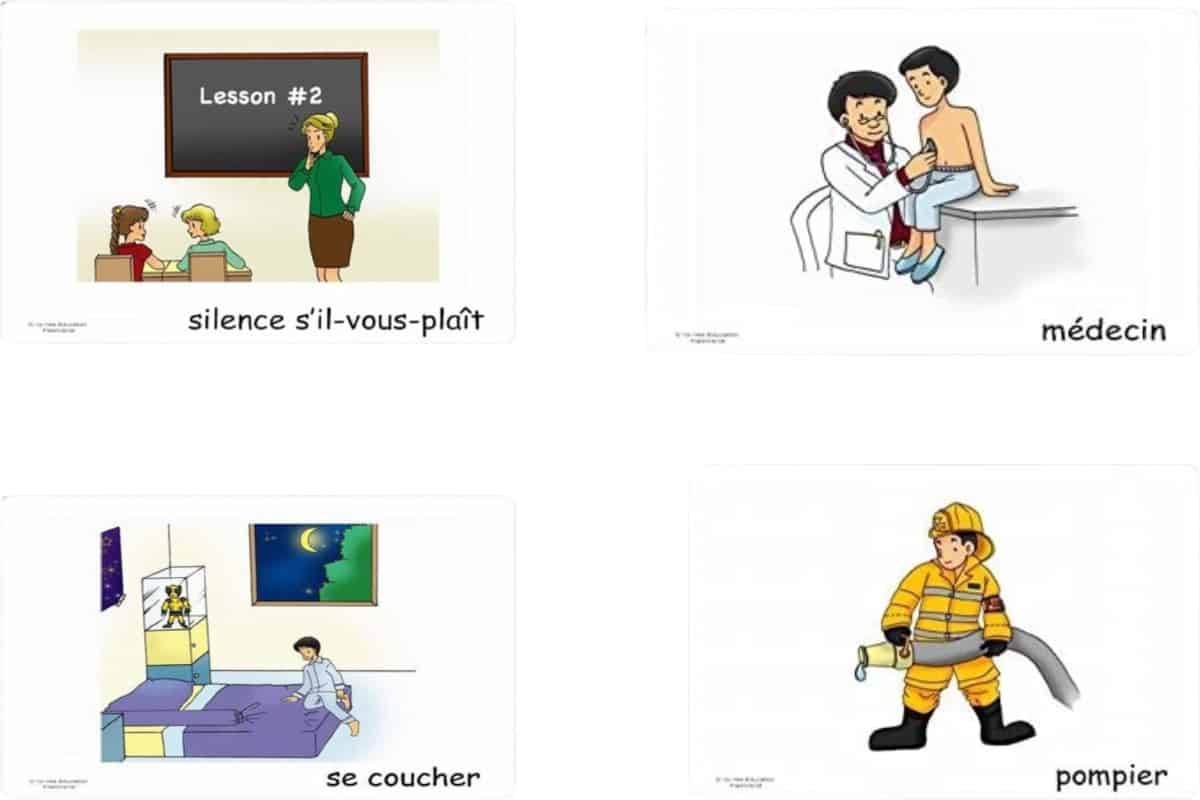 Flashcards in French (Yo-Yee Flashcards), a game for teaching French in a playful way.