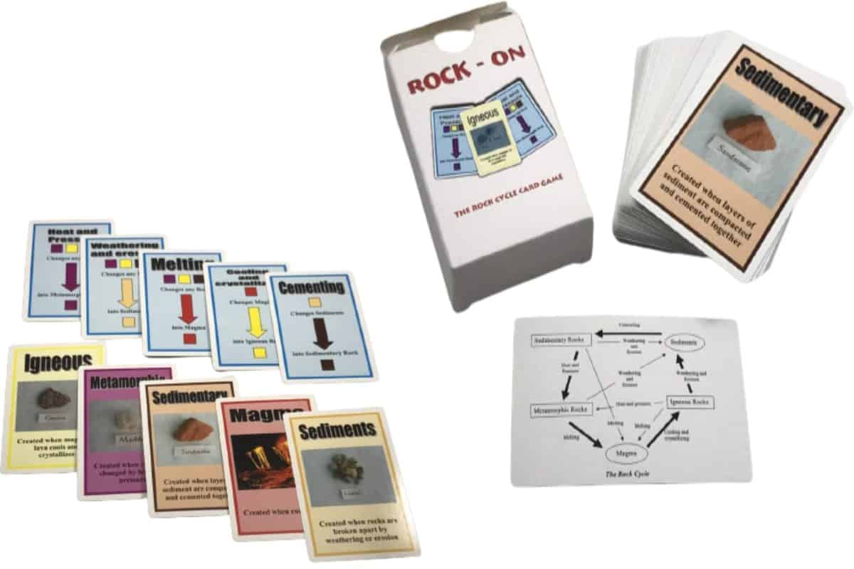 Rock-On (Leanne Thomas) is a matching card game to teach your child about the rock cycle.
