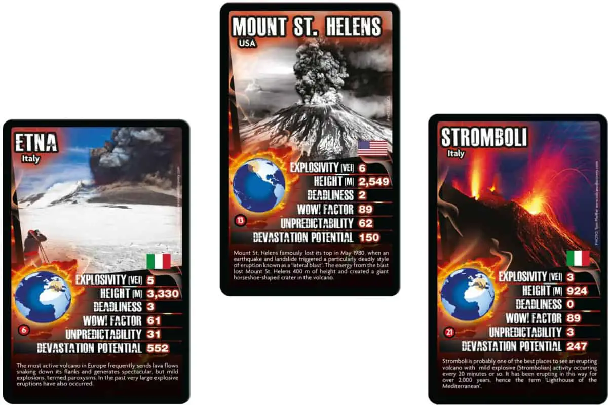 Volcanoes (Top Trumps) is a card game to learn about volcanoes.
