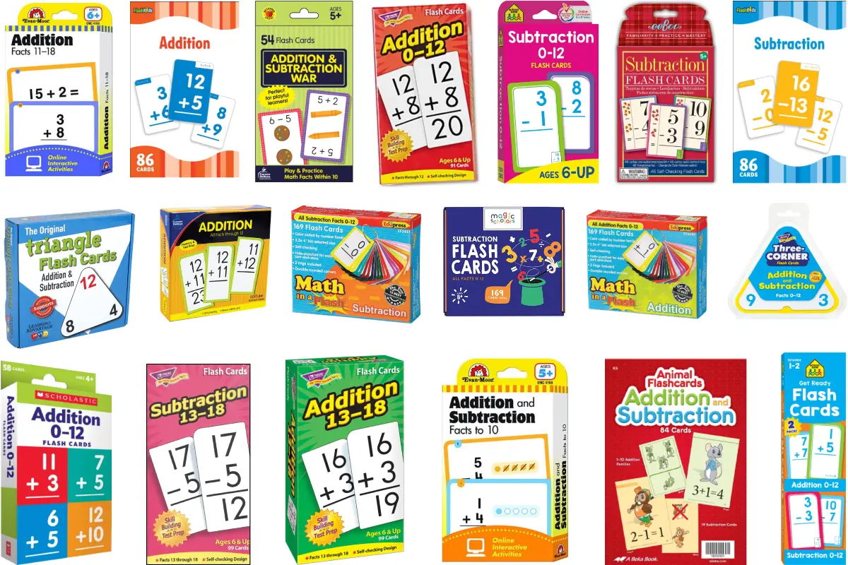 Subtraction Flash Cards Full Box Set - All Facts 0-17